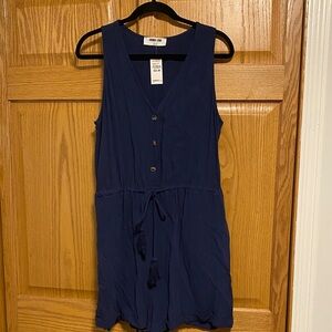 Double Zero Navy Sleeveless V-Neck Romper Dress